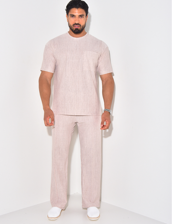 Ensemble texturé pantalon et t-shirt à poche Ensemble texturé pantalon et t-shirt à poche