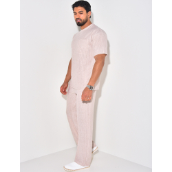 Ensemble texturé pantalon et t-shirt à poche Ensemble texturé pantalon et t-shirt à poche