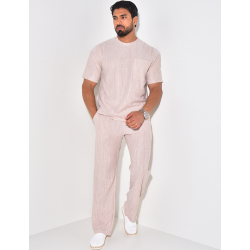 Ensemble texturé pantalon et t-shirt à poche Ensemble texturé pantalon et t-shirt à poche