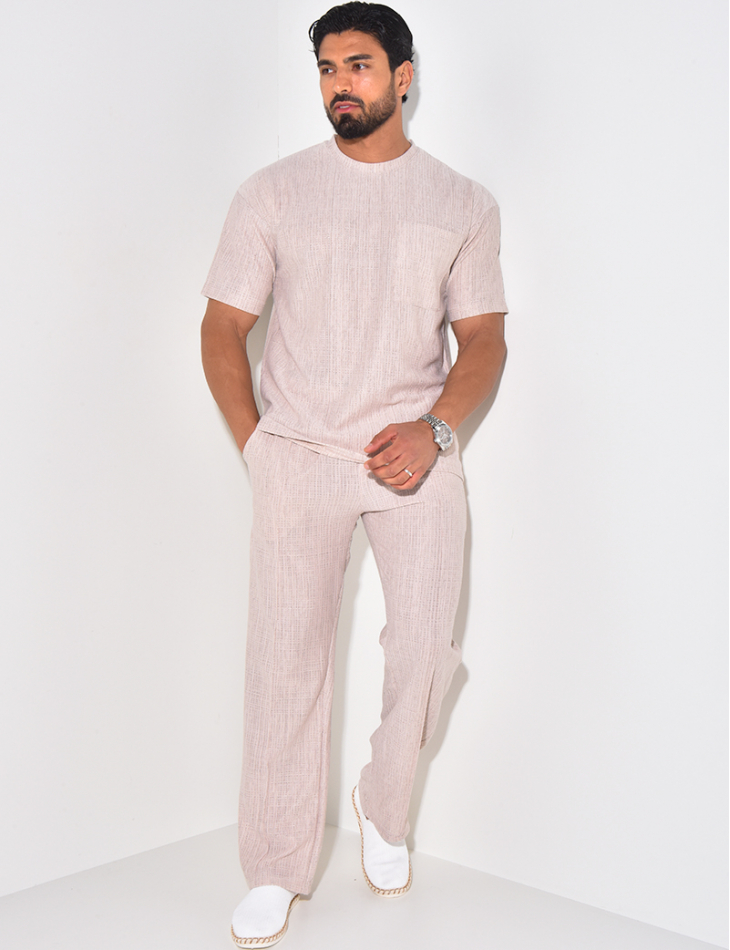 Ensemble texturé pantalon et t-shirt à poche Ensemble texturé pantalon et t-shirt à poche