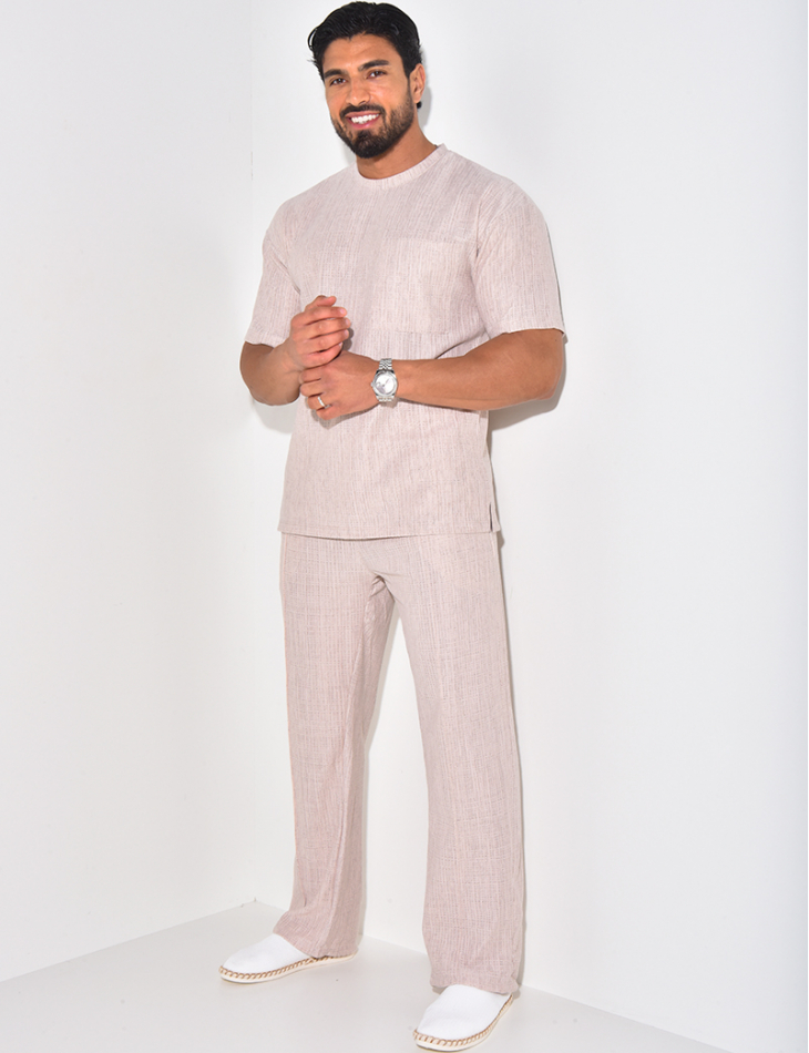 Ensemble texturé pantalon et t-shirt à poche Ensemble texturé pantalon et t-shirt à poche