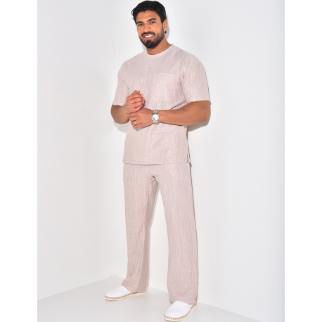 Ensemble texturé pantalon et t-shirt à poche Ensemble texturé pantalon et t-shirt à poche