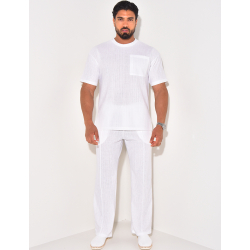 Ensemble texturé pantalon et t-shirt à poche Ensemble texturé pantalon et t-shirt à poche