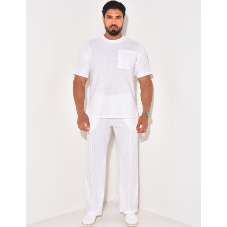 Ensemble texturé pantalon et t-shirt à poche Ensemble texturé pantalon et t-shirt à poche