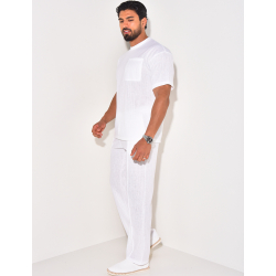 Ensemble texturé pantalon et t-shirt à poche Ensemble texturé pantalon et t-shirt à poche