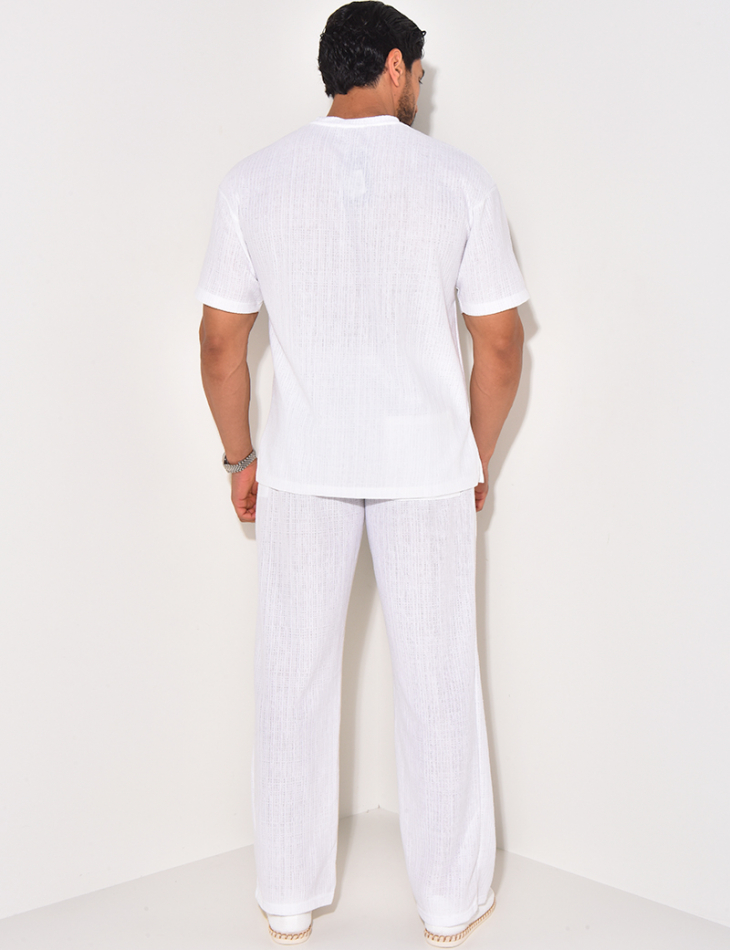Ensemble texturé pantalon et t-shirt à poche Ensemble texturé pantalon et t-shirt à poche