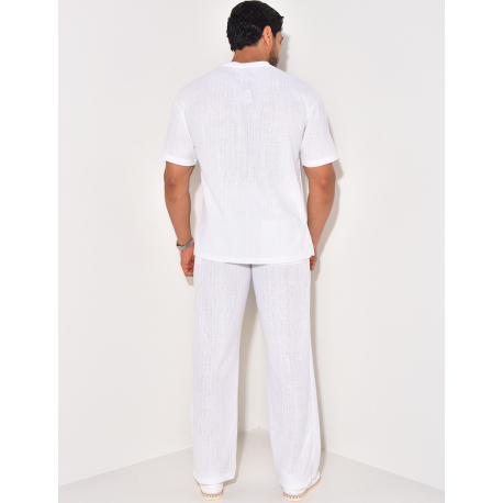 Ensemble texturé pantalon et t-shirt à poche Ensemble texturé pantalon et t-shirt à poche