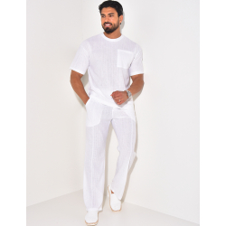 Ensemble texturé pantalon et t-shirt à poche Ensemble texturé pantalon et t-shirt à poche
