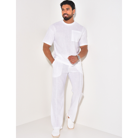 Ensemble texturé pantalon et t-shirt à poche Ensemble texturé pantalon et t-shirt à poche