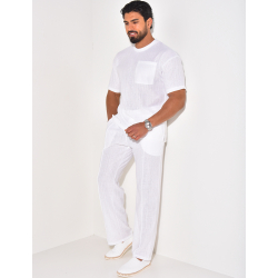 Ensemble texturé pantalon et t-shirt à poche Ensemble texturé pantalon et t-shirt à poche
