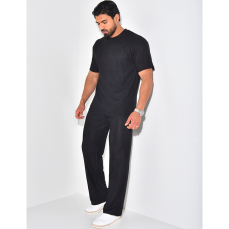 Ensemble texturé pantalon et t-shirt à poche Ensemble texturé pantalon et t-shirt à poche