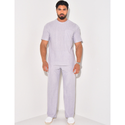 Ensemble texturé pantalon et t-shirt à poche Ensemble texturé pantalon et t-shirt à poche