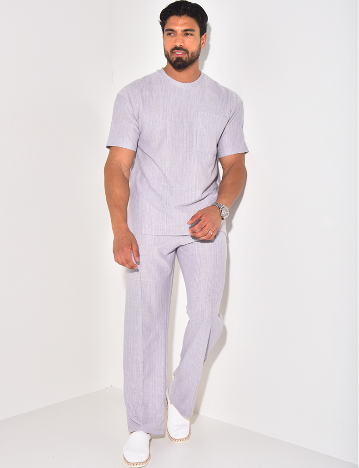 Ensemble texturé pantalon et t-shirt à poche Ensemble texturé pantalon et t-shirt à poche