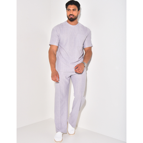 Ensemble texturé pantalon et t-shirt à poche Ensemble texturé pantalon et t-shirt à poche