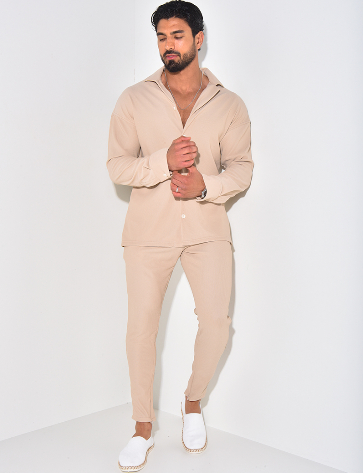 Ensemble pantalon et chemise texturé Ensemble pantalon et chemise texturé