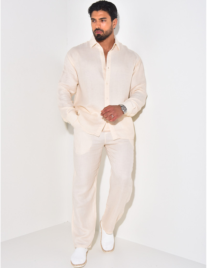 Ensemble pantalon et chemise en lin