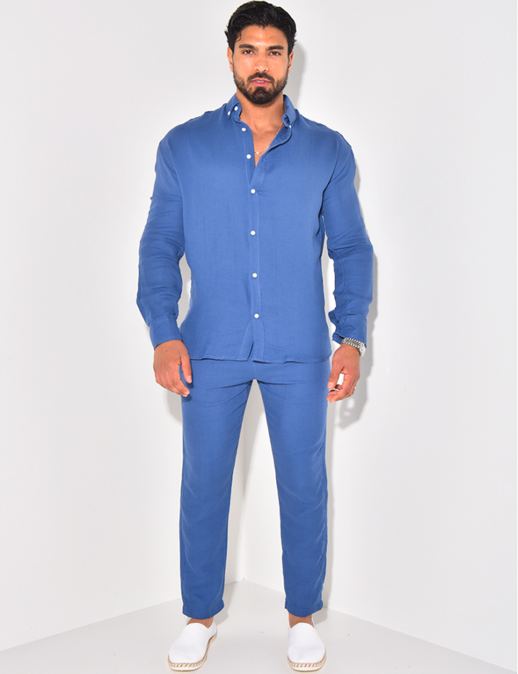 Ensemble pantalon resserré et chemise en coton Ensemble pantalon resserré et chemise en coton