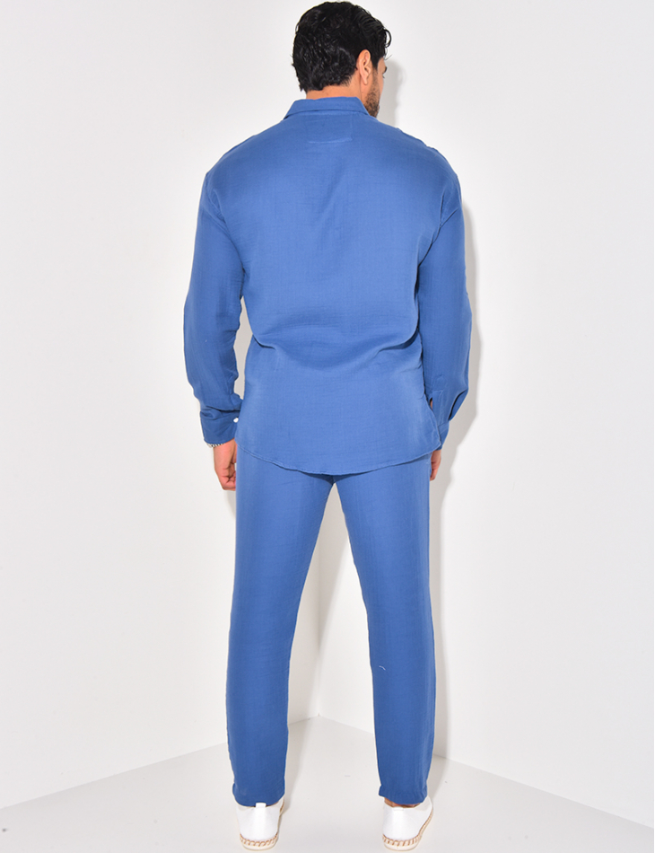Ensemble pantalon resserré et chemise en coton Ensemble pantalon resserré et chemise en coton