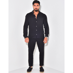 Ensemble pantalon resserré et chemise en coton