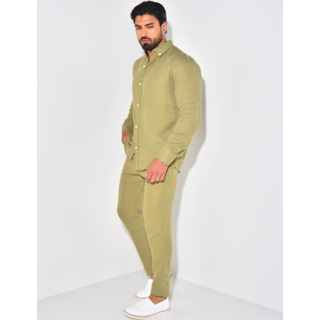 Ensemble pantalon resserré et chemise en coton Ensemble pantalon resserré et chemise en coton