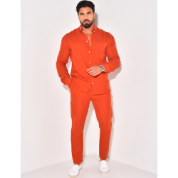 Ensemble pantalon resserré et chemise en coton Ensemble pantalon resserré et chemise en coton
