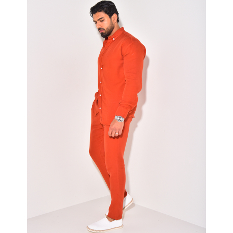 Ensemble pantalon resserré et chemise en coton Ensemble pantalon resserré et chemise en coton