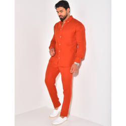 Ensemble pantalon resserré et chemise en coton Ensemble pantalon resserré et chemise en coton