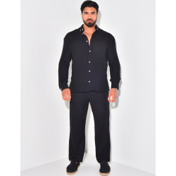 Ensemble pantalon large et chemise en coton