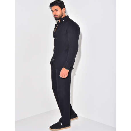 Ensemble pantalon large et chemise en coton