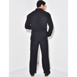 Ensemble pantalon large et chemise en coton