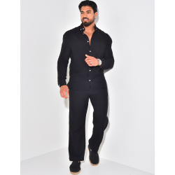 Ensemble pantalon large et chemise en coton