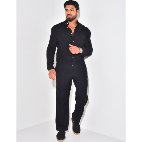 Ensemble pantalon large et chemise en coton