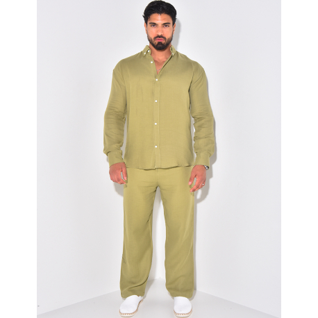 Ensemble pantalon large et chemise en coton Ensemble pantalon large et chemise en coton
