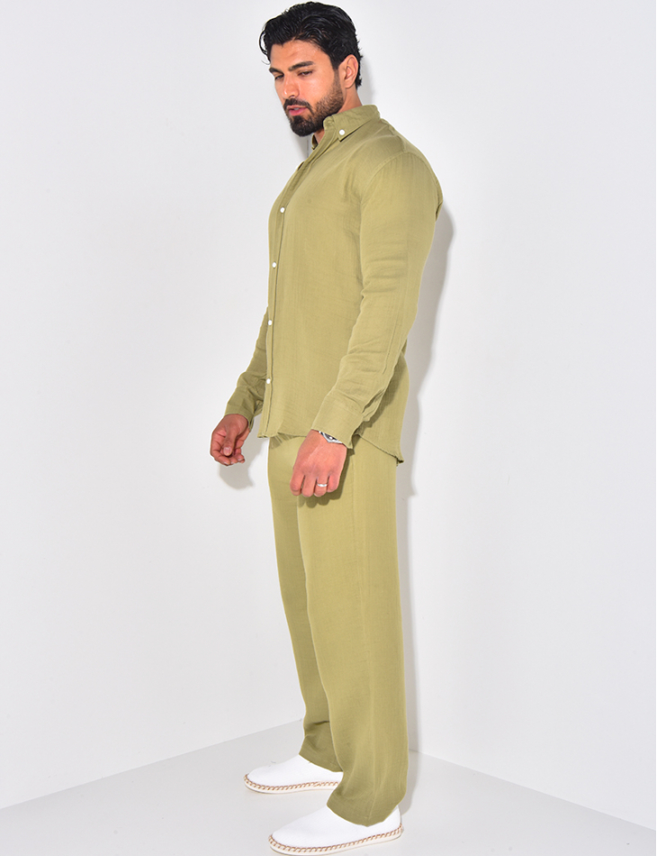 Ensemble pantalon large et chemise en coton Ensemble pantalon large et chemise en coton