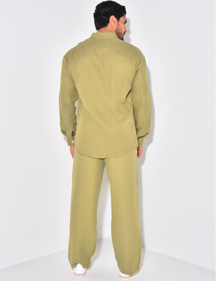 Ensemble pantalon large et chemise en coton Ensemble pantalon large et chemise en coton