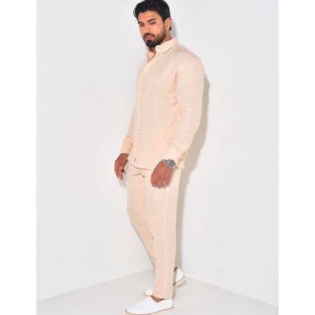 Ensemble pantalon resserré et chemise en coton Ensemble pantalon resserré et chemise en coton