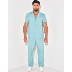 Ensemble léger pantalon et chemise manches courtes Ensemble léger pantalon et chemise manches courtes