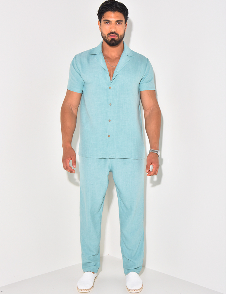 Ensemble léger pantalon et chemise manches courtes Ensemble léger pantalon et chemise manches courtes