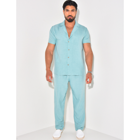 Ensemble léger pantalon et chemise manches courtes Ensemble léger pantalon et chemise manches courtes