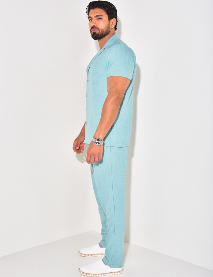 Ensemble léger pantalon et chemise manches courtes Ensemble léger pantalon et chemise manches courtes