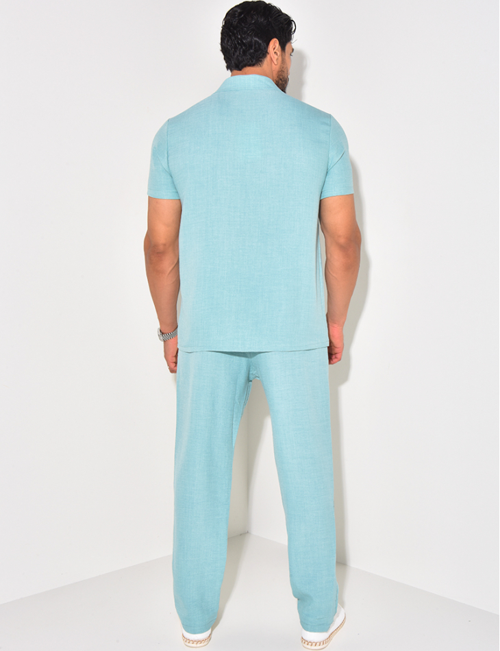 Ensemble léger pantalon et chemise manches courtes Ensemble léger pantalon et chemise manches courtes