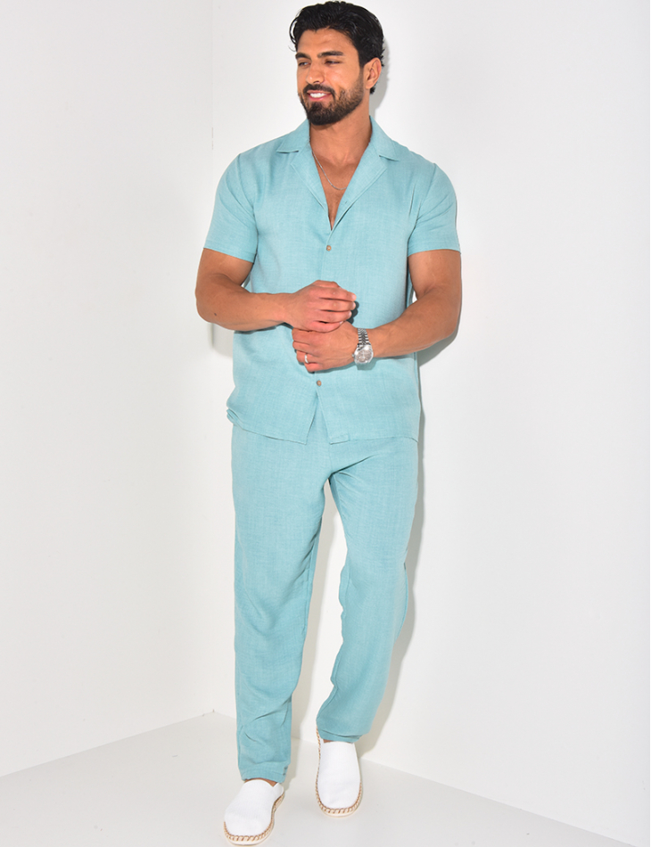 Ensemble léger pantalon et chemise manches courtes Ensemble léger pantalon et chemise manches courtes