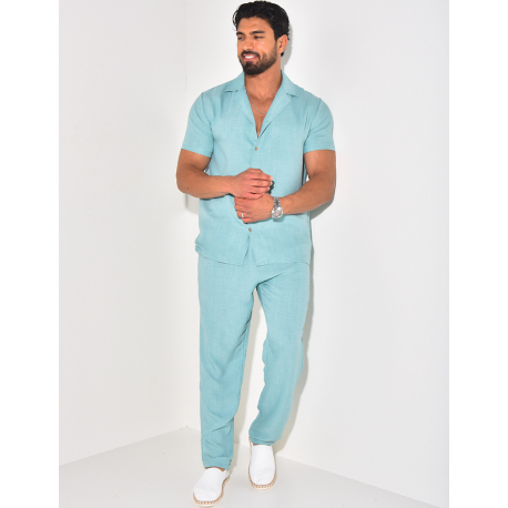 Ensemble léger pantalon et chemise manches courtes Ensemble léger pantalon et chemise manches courtes