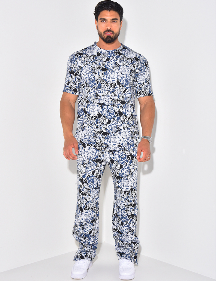Ensemble pantalon et t-shirt imprimé fleurs Ensemble pantalon et t-shirt imprimé fleurs