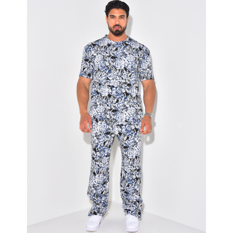 Ensemble pantalon et t-shirt imprimé fleurs Ensemble pantalon et t-shirt imprimé fleurs