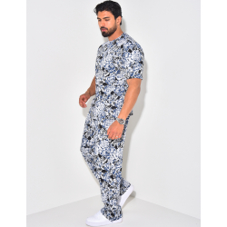 Ensemble pantalon et t-shirt imprimé fleurs Ensemble pantalon et t-shirt imprimé fleurs