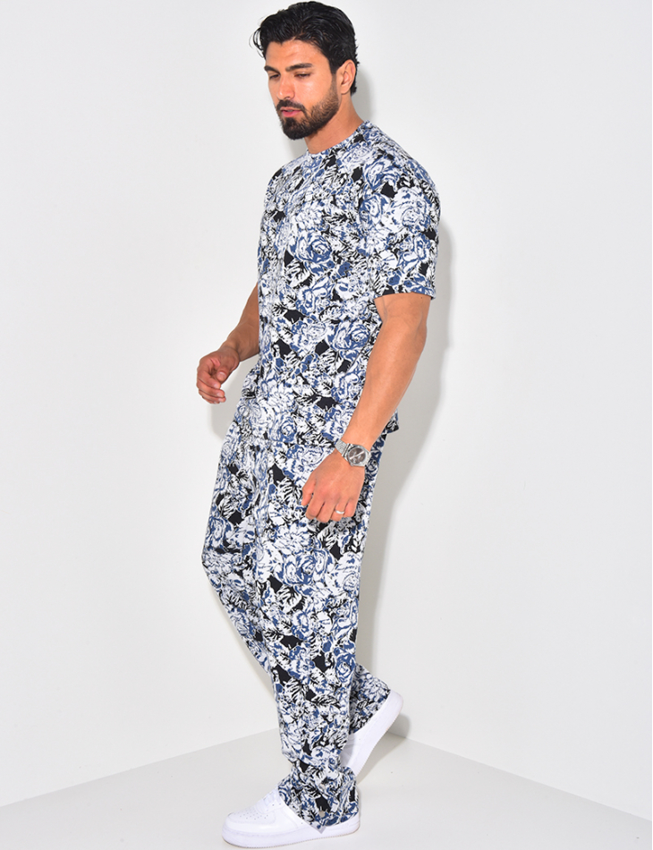 Ensemble pantalon et t-shirt imprimé fleurs Ensemble pantalon et t-shirt imprimé fleurs