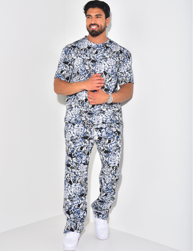 Ensemble pantalon et t-shirt imprimé fleurs Ensemble pantalon et t-shirt imprimé fleurs