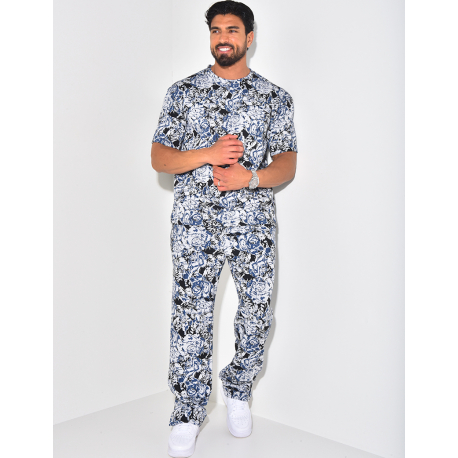 Ensemble pantalon et t-shirt imprimé fleurs Ensemble pantalon et t-shirt imprimé fleurs