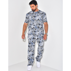 Ensemble pantalon et t-shirt imprimé fleurs Ensemble pantalon et t-shirt imprimé fleurs